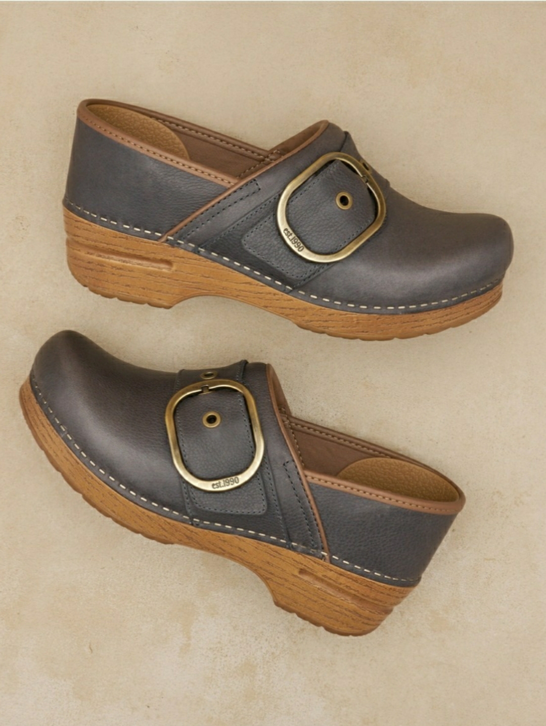 Dusty Blue Dansko Pearson Pro Clog Buckle Strap Accent Cottage Boho Whimsy 7.5-8